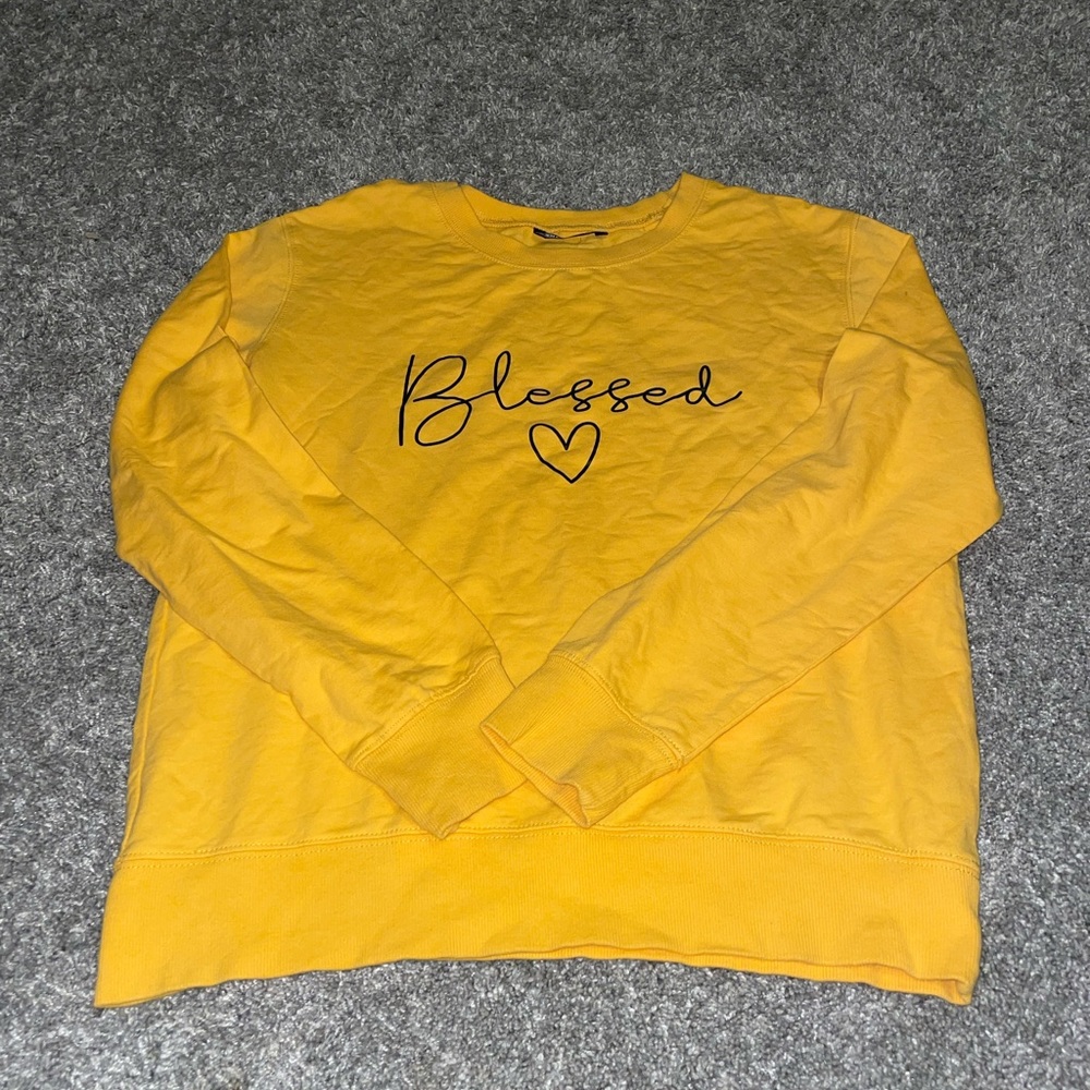 YELLOW "BLESSED" CREWNECK NEVER WORN